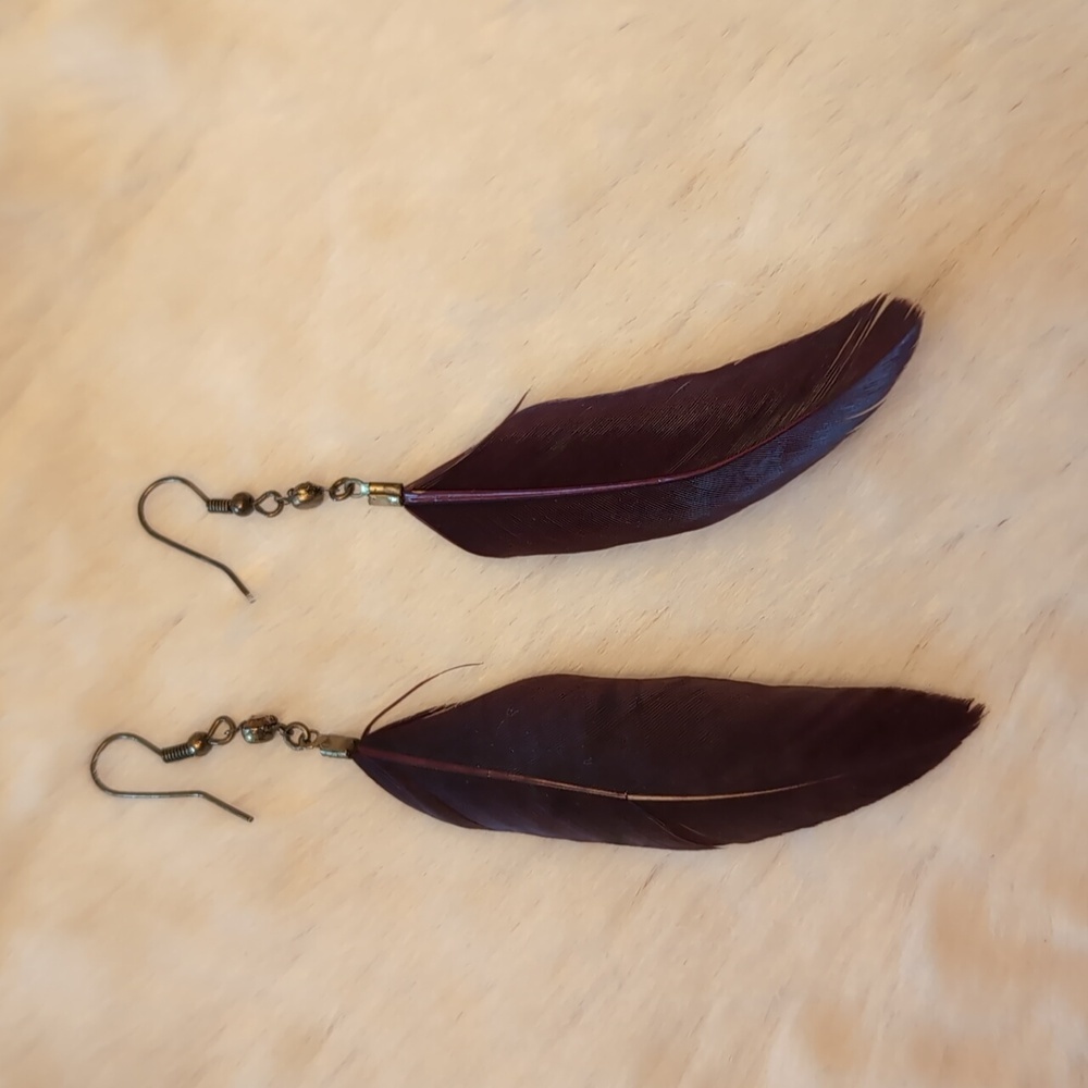 Bohemian Real Feather Drop Dangle Earrings